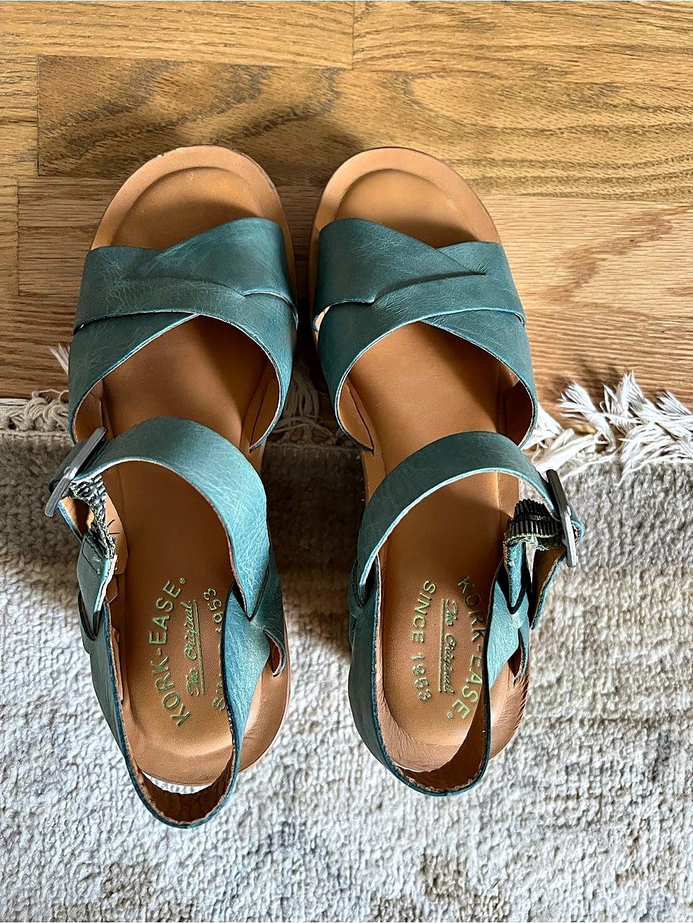 Kork-Ease Blue Cork Wedge Sandals